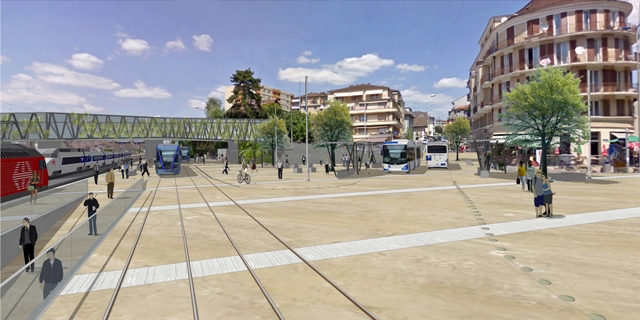 Projet Place Nord de la gare avec le tram